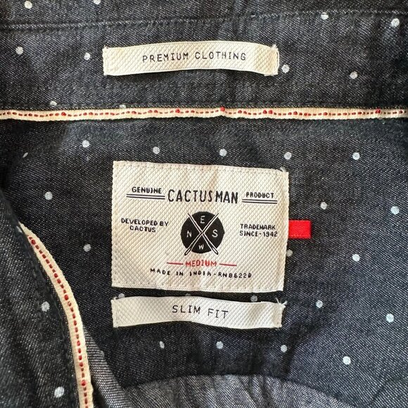 Cactusman‎ Black Polkadot Slim Fit Button Down Shirt M - Picture 3 of 4